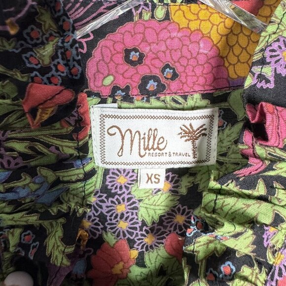 Anthropologie Mille Blair Blouse size XS Bontanica Black Print Long Sleeves - Picture 5 of 7